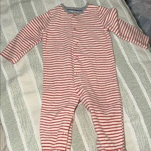 Boden Red and White Striped Kids Footie